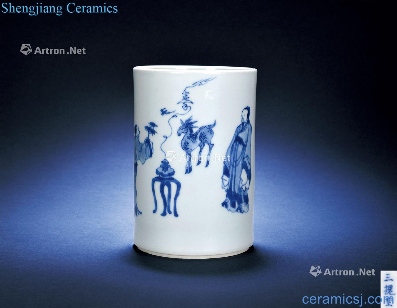 Ming chongzhen Blue and white China 24:246 wish figure pen container