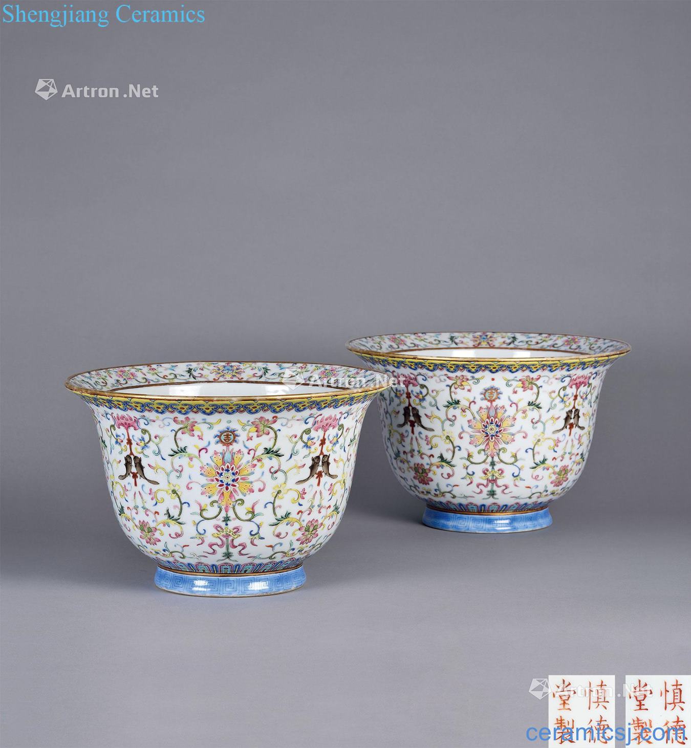 Qing daoguang Imperial kiln ShenDeTang pastel appear more "auspicious" flowerpot