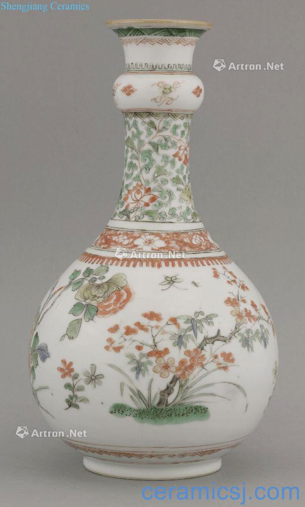 The qing emperor kangxi in the 17th century Colorful flowers grain bottle of garlic