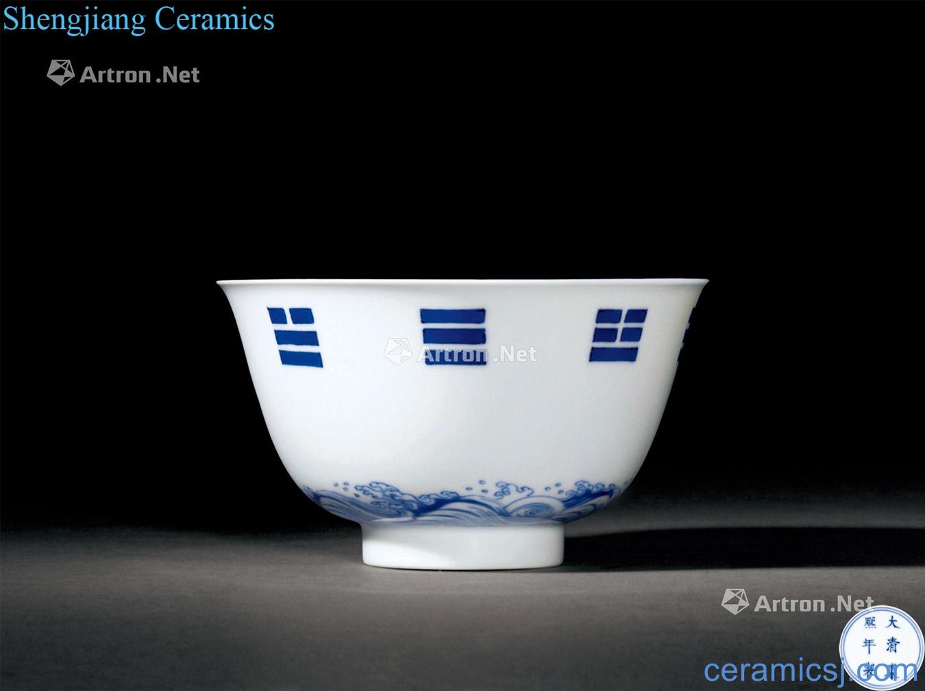The qing emperor kangxi Blue sea gossip green-splashed bowls