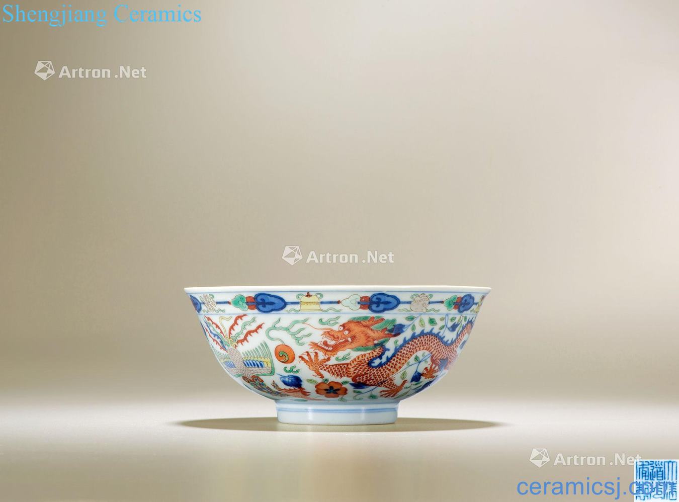Qing daoguang Longfeng green-splashed bowls