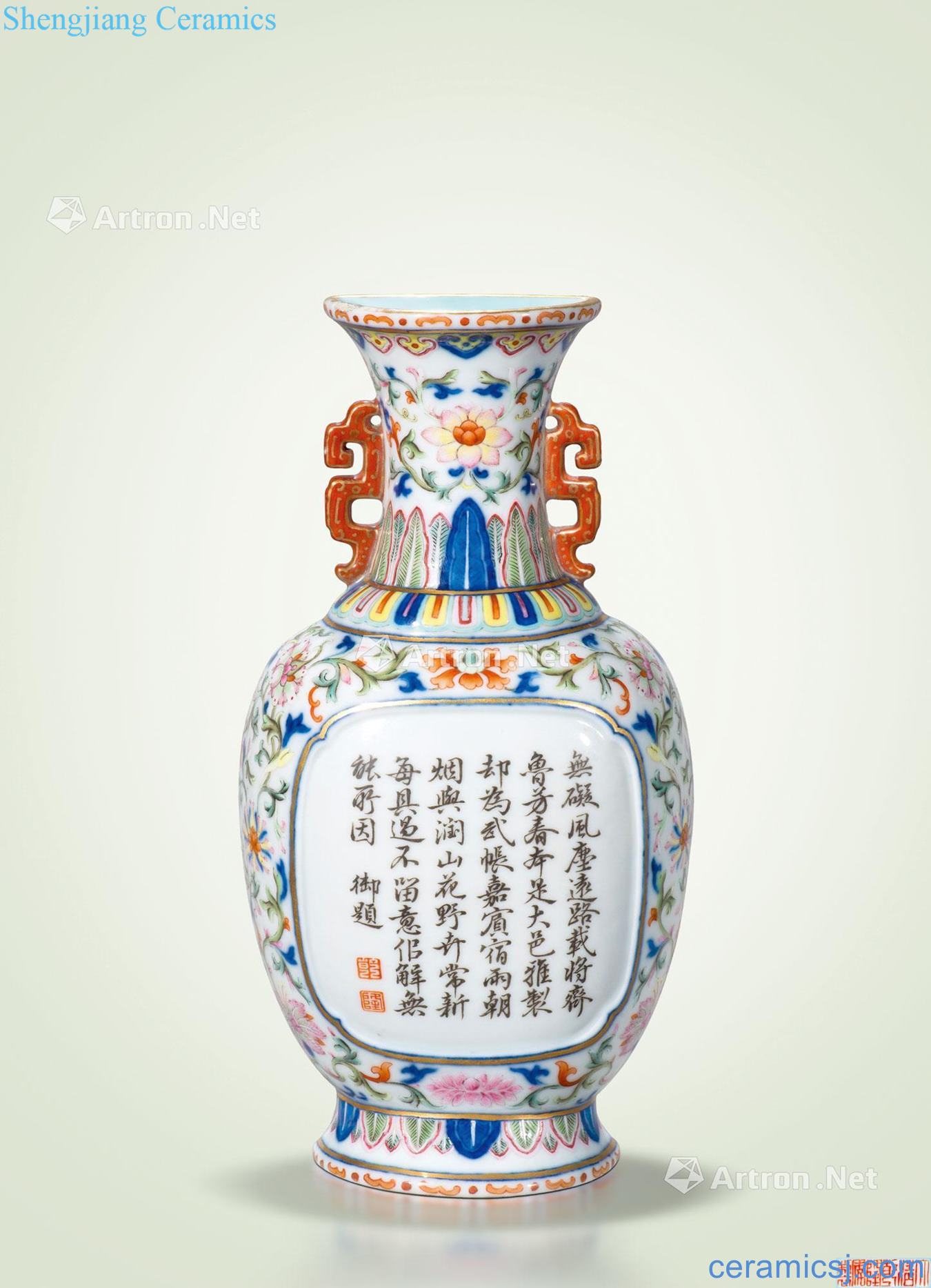 Qing qianlong porcelain enamel paint wrap branch drive makes poetry ears wall flower medallion ink in the bottle