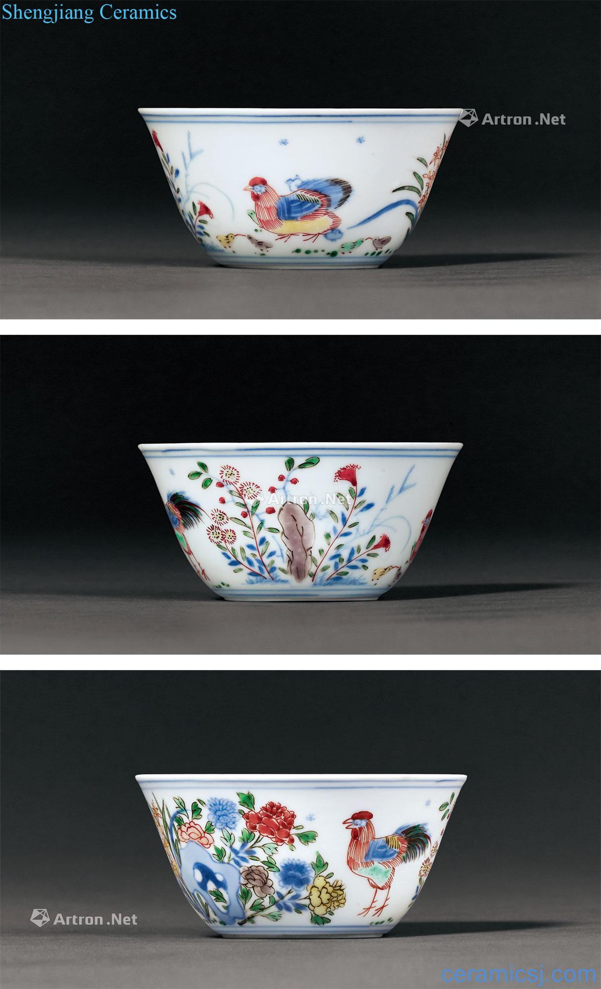 The qing emperor kangxi/blue and white color chicken yongzheng cylinder cup