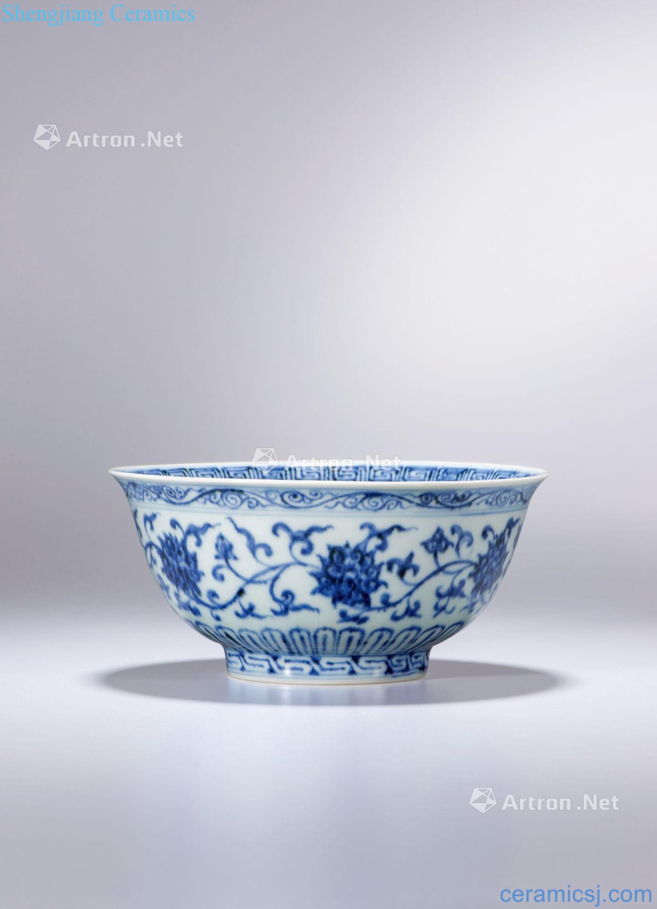 Ming yongle Blue and white branch flowers green-splashed bowls