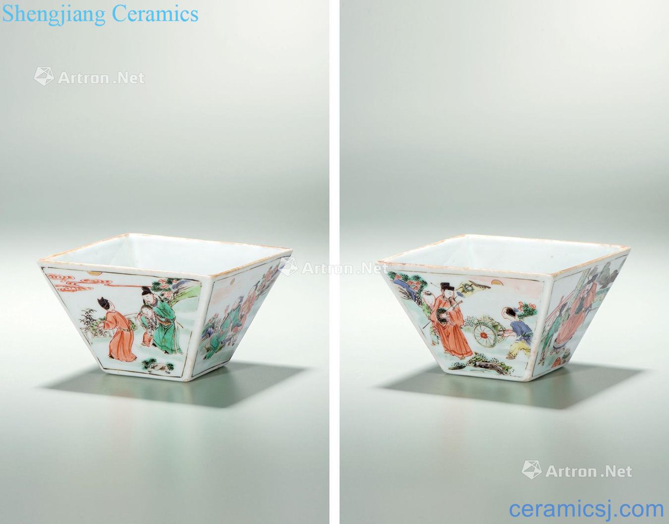 The qing emperor kangxi story figure sifang bucket cup colorful characters