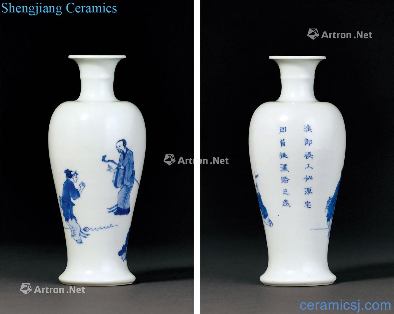 The qing emperor kangxi porcelain figure goddess of mercy bottle "peach garden" story