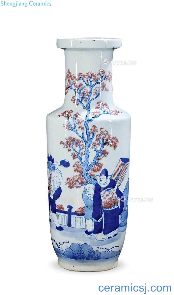 Qing dynasty blue and white grain bottle youligong characters