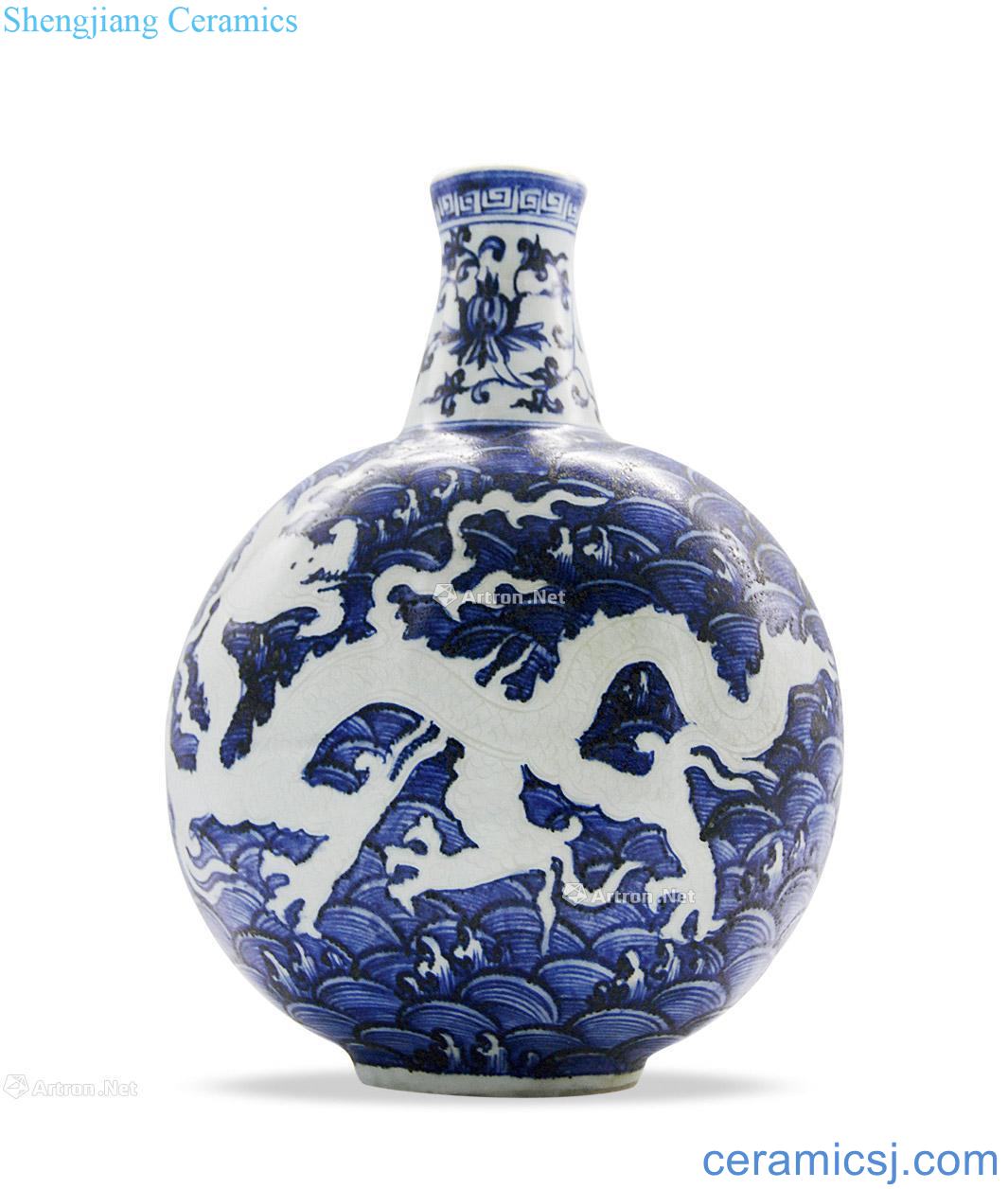 Ming Blue and white for the white dragon grain on bottle