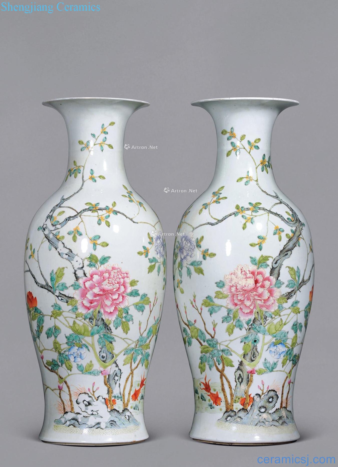 Pastel riches and honour peace reign of qing emperor guangxu goddess of mercy bottle (a)