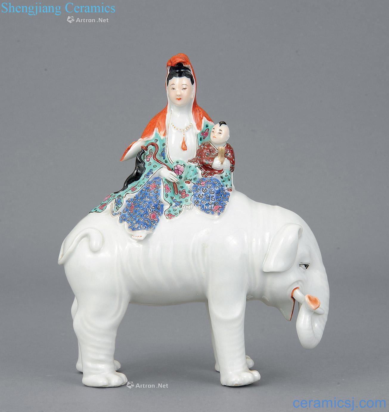 Clear pastel guanyin like riding
