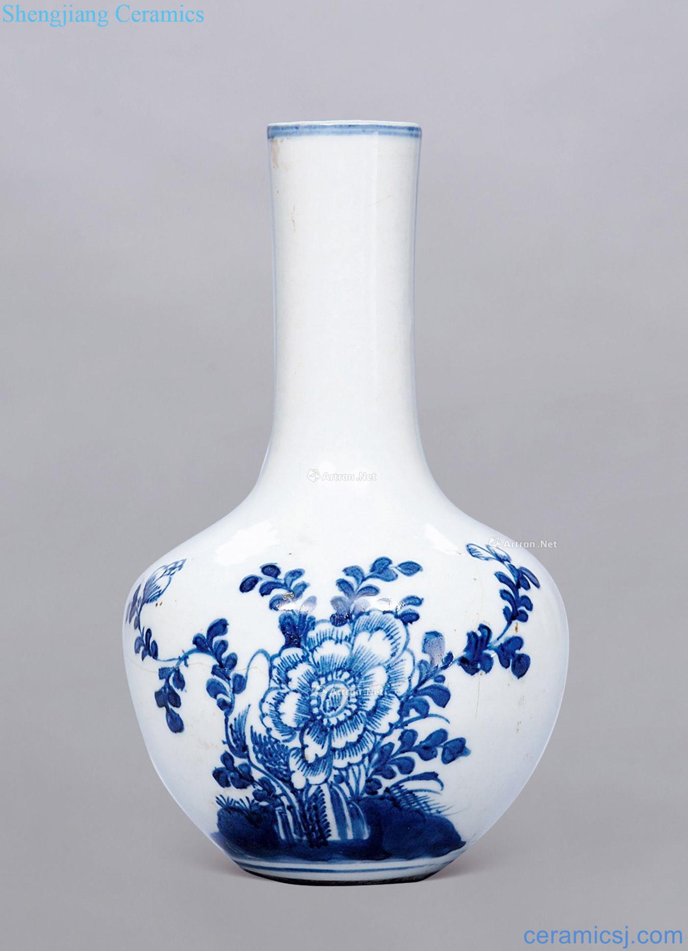 In late qing dynasty Blue and white flower grain to a small tree
