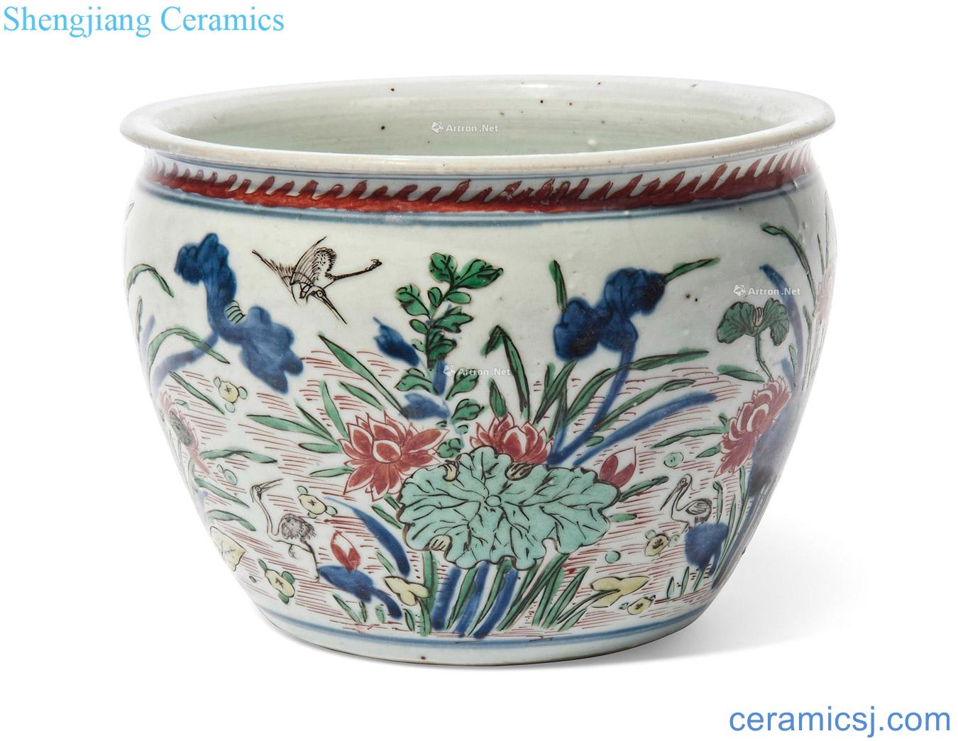 The late Ming dynasty The lotus pond colorful tattoos basin