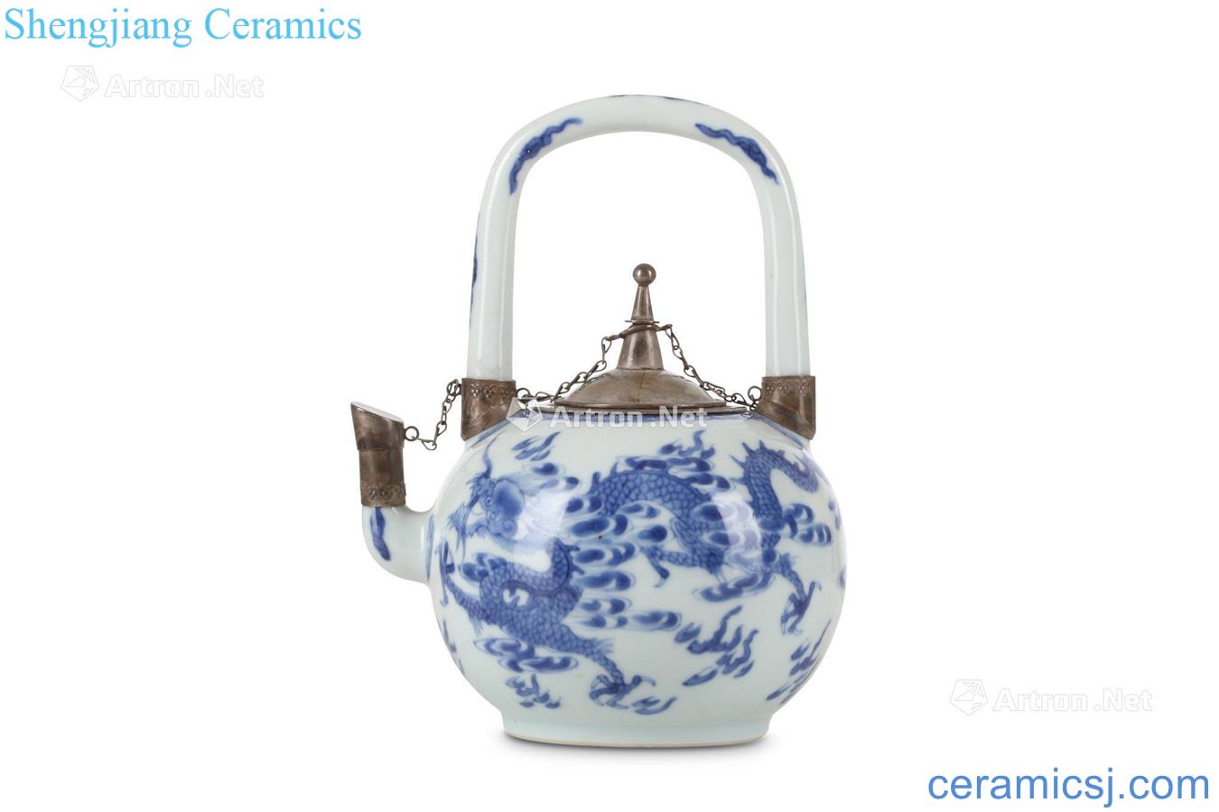 Qing in the eighteenth century Blue and white dragon girder pot of tin lid