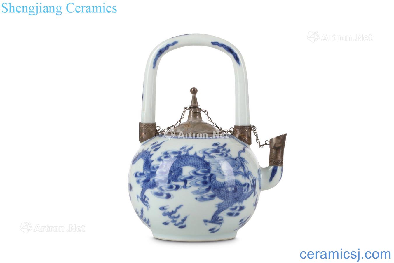 Qing in the eighteenth century Blue and white dragon girder pot of tin lid