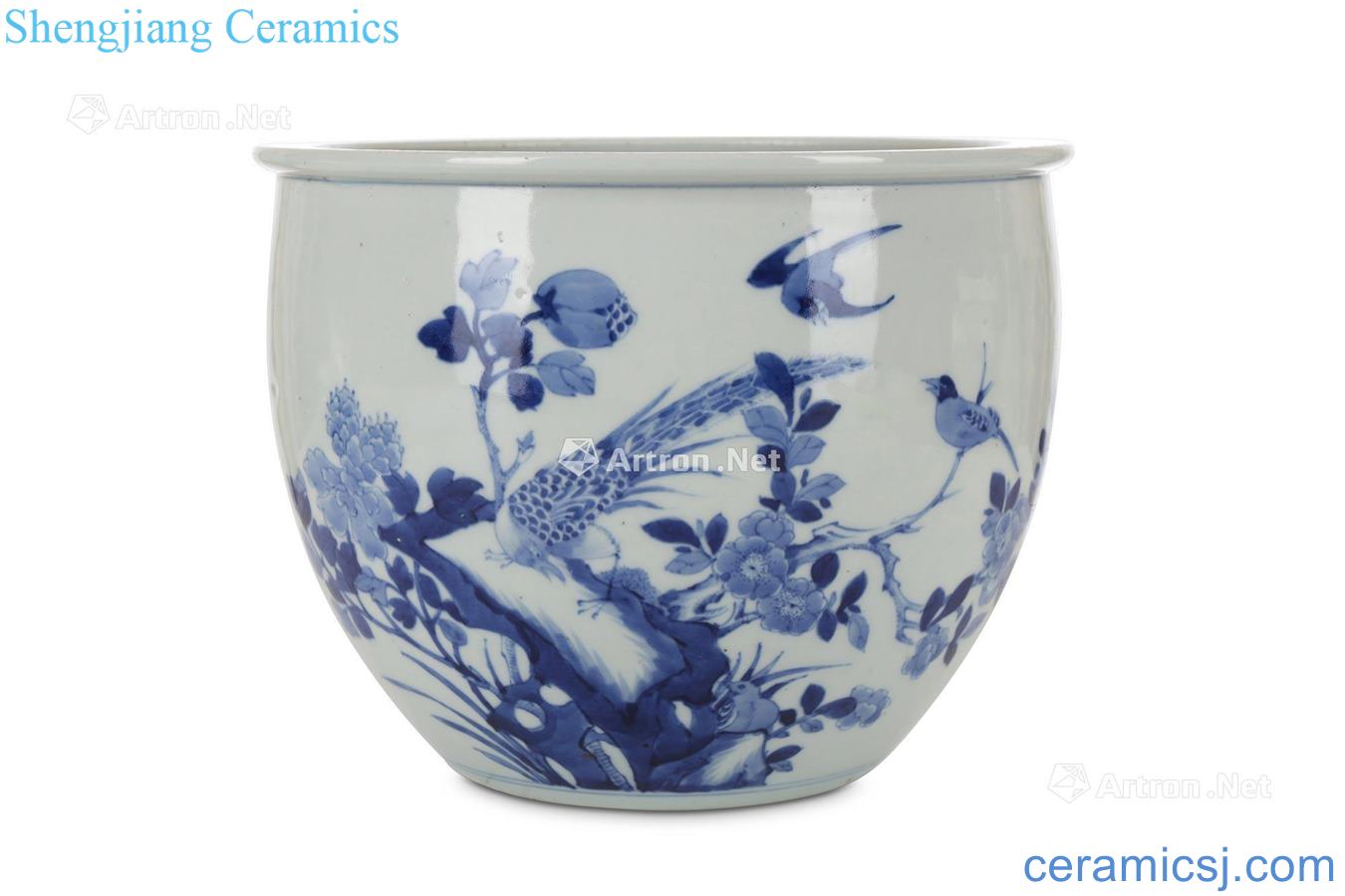 Blue and white coats the qing emperor kangxi grain square flowerpot