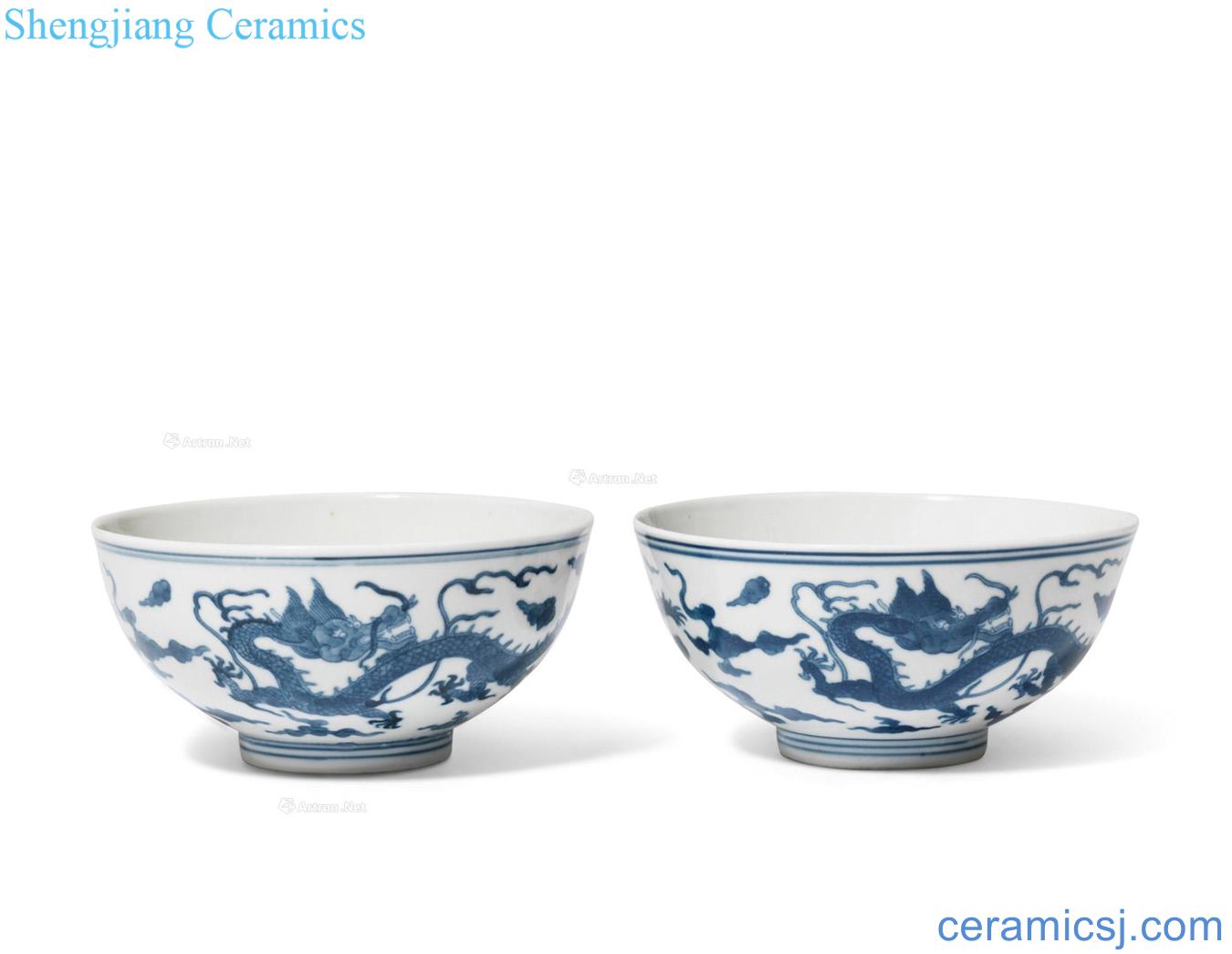 Qing daoguang Blue and white dragon playing pearl grain bowl (a)