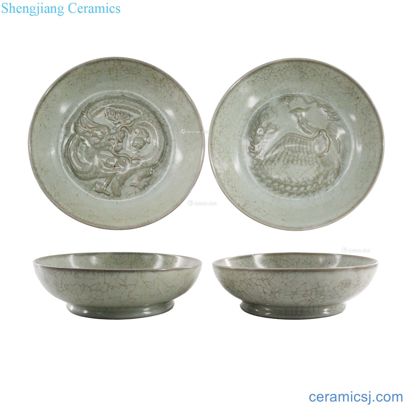 Your kiln green glaze longfeng plate