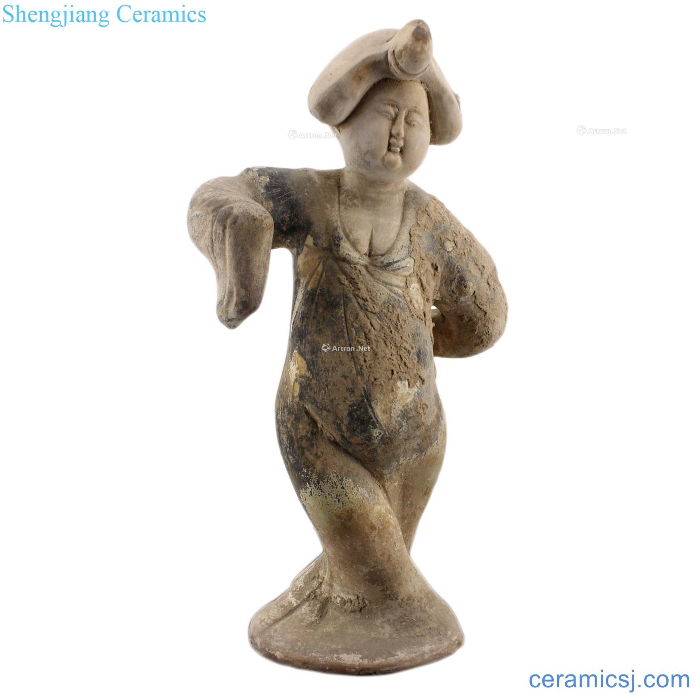 Tang sancai dancing figurines of furnishing articles (a)