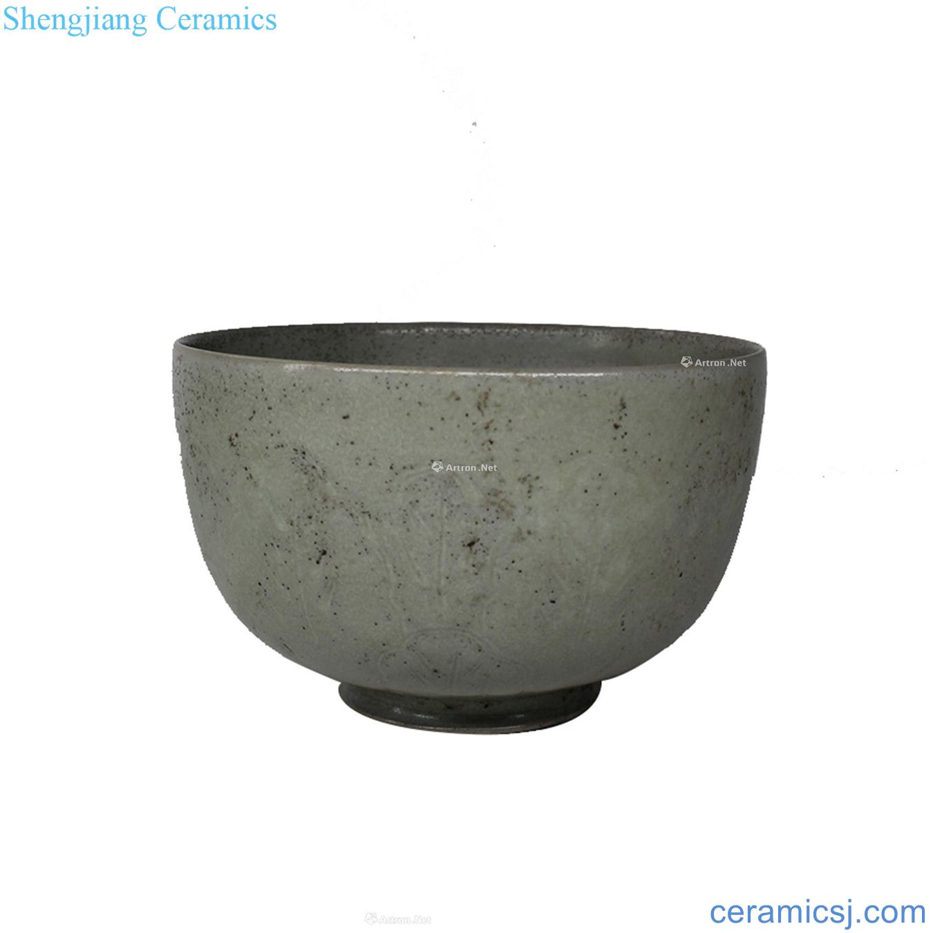 Your kiln green glazed carved bowl