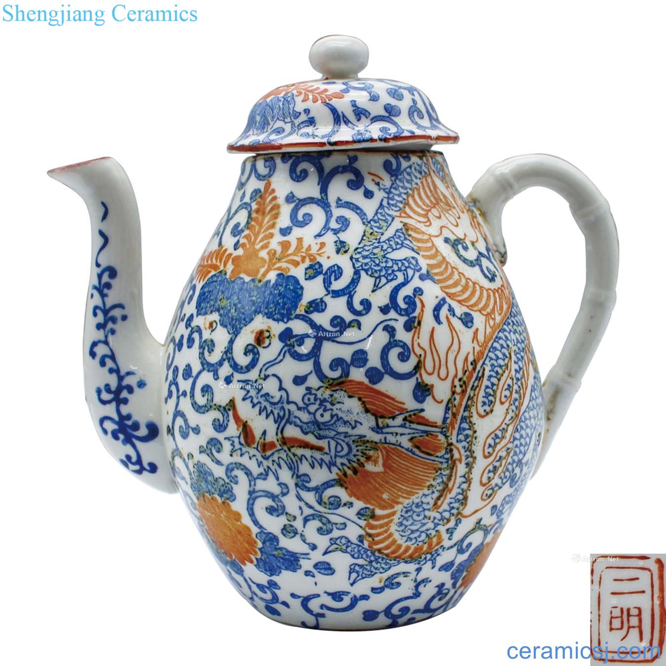qing Blue and white longfeng grain ewer