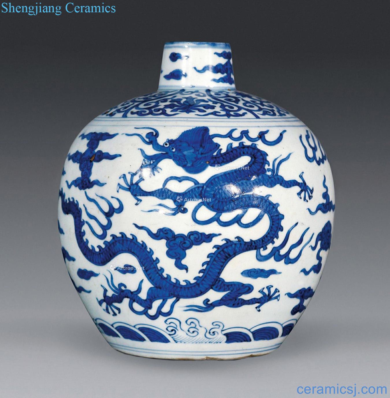 Ming dynasty Blue and white YunLongWen small mouth bottle