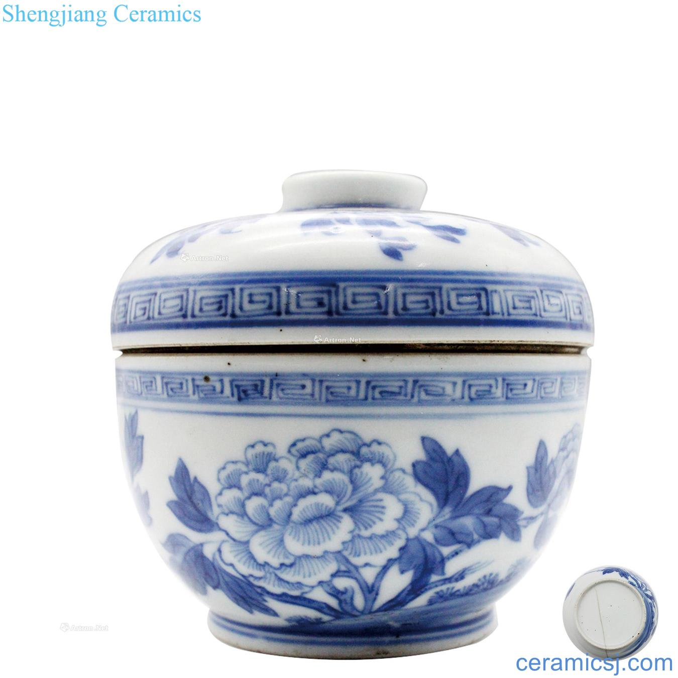 qing Blue and white peony tureen
