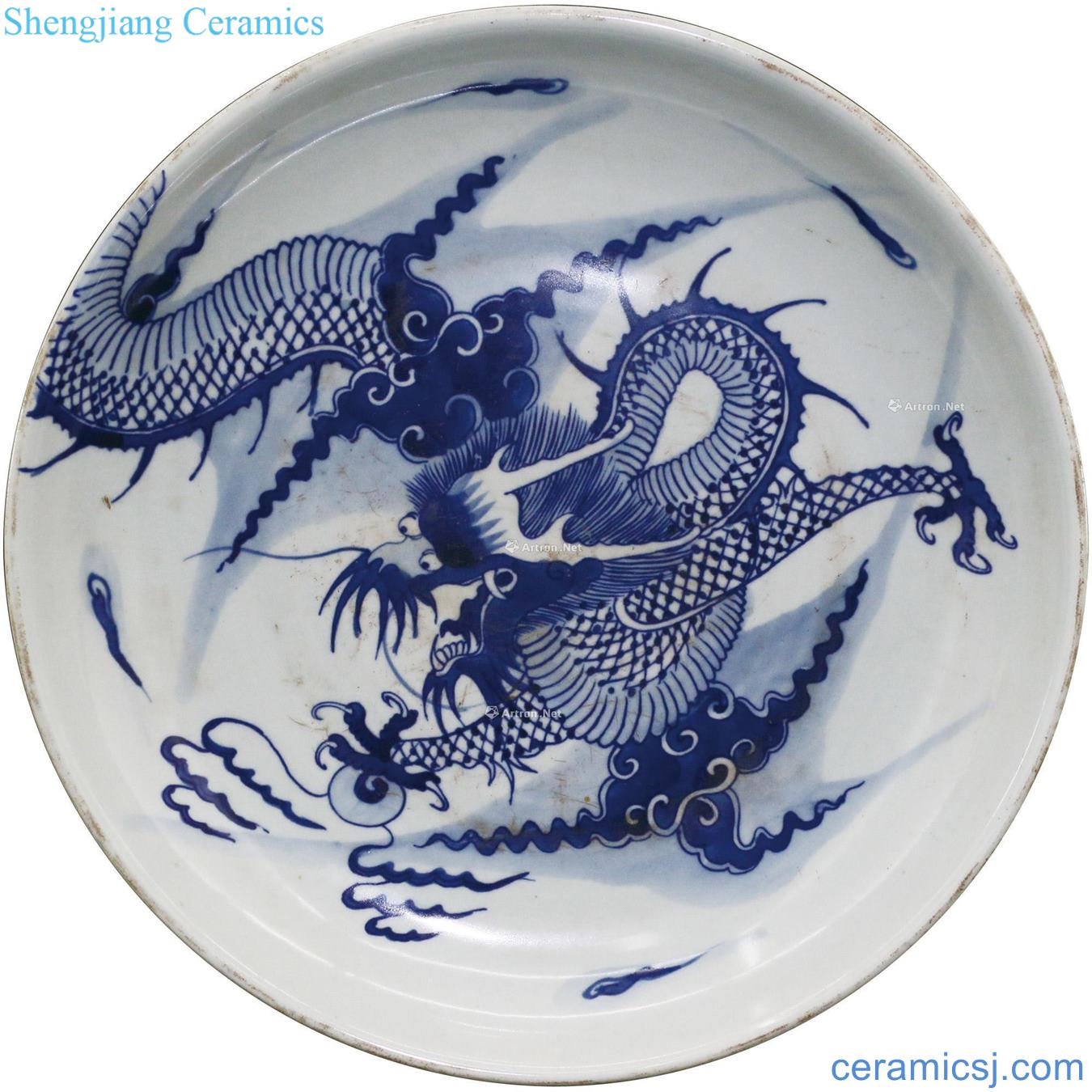 Ming Blue and white dragon wall plate