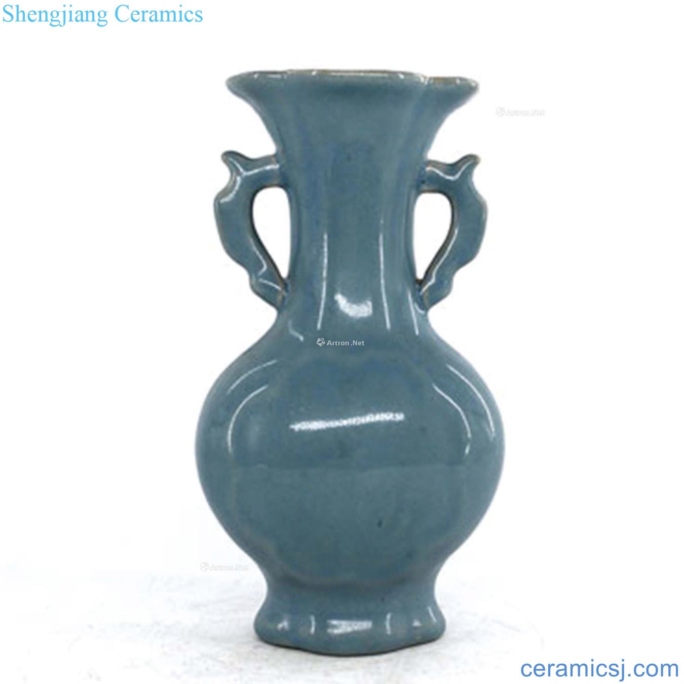 Your kiln azure glaze ears siu-tong mouth bottle