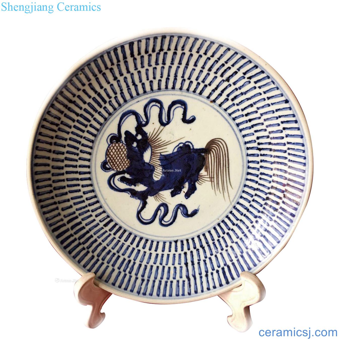 Ming Blue and white lion of silk market