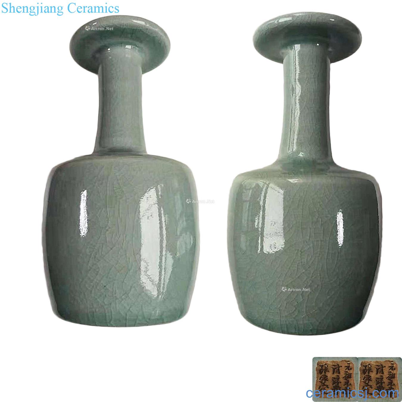 Your kiln azure glaze long neck bottle mouth