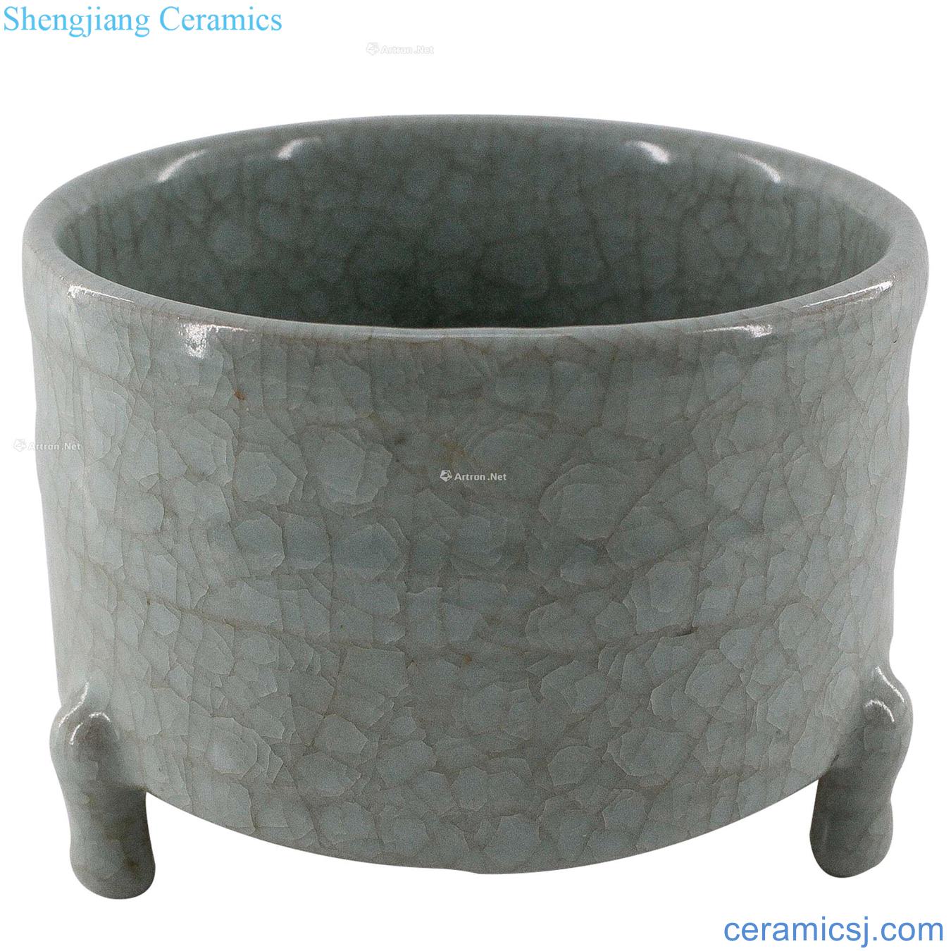 Your kiln azure glaze casket with three legs