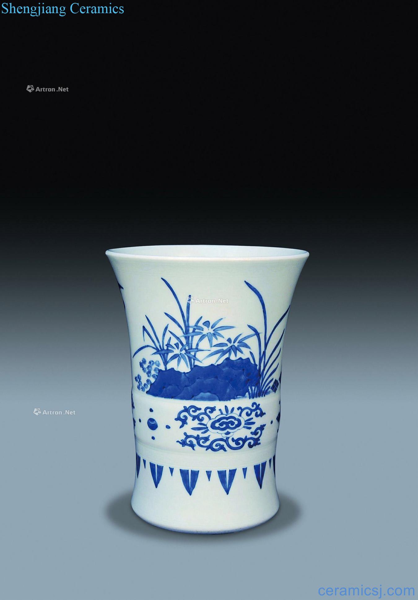 In the early qing Blue and white LuYanWen vase with