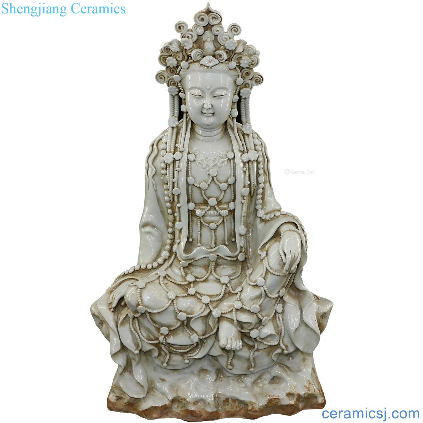 yuan Green white glaze guanyin bodhisattva