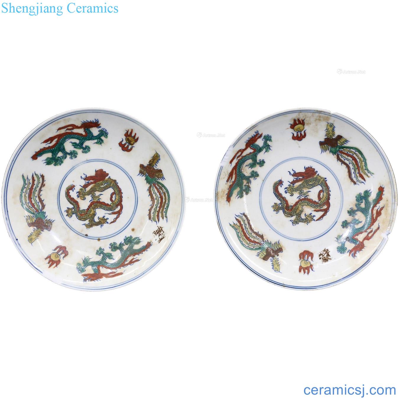 Ming Blue and white color longfeng tray