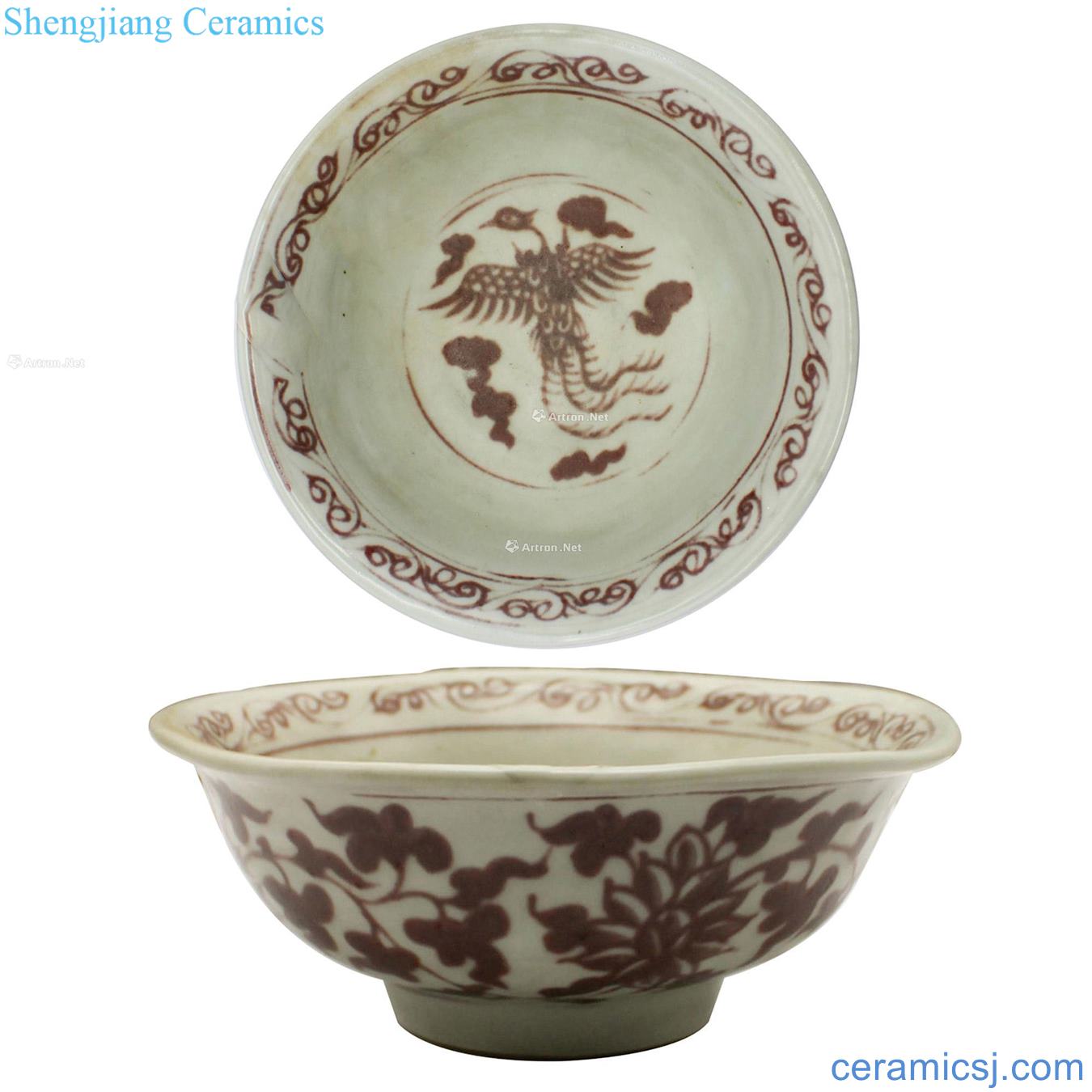 Ming Wear peony fung youligong green-splashed bowls