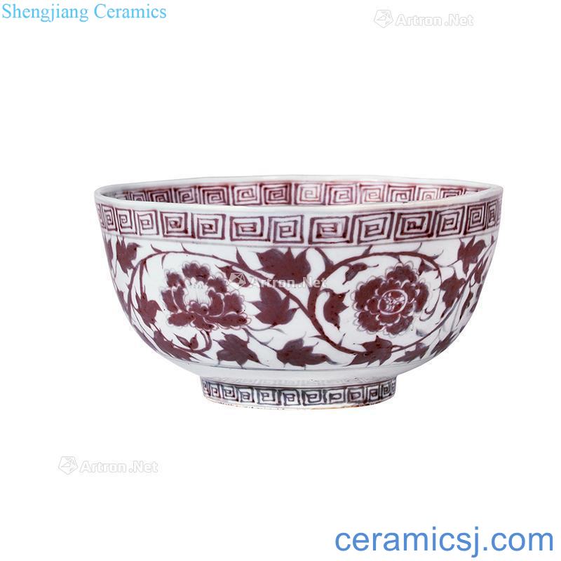 Ming Youligong tangled branches peony green-splashed bowls