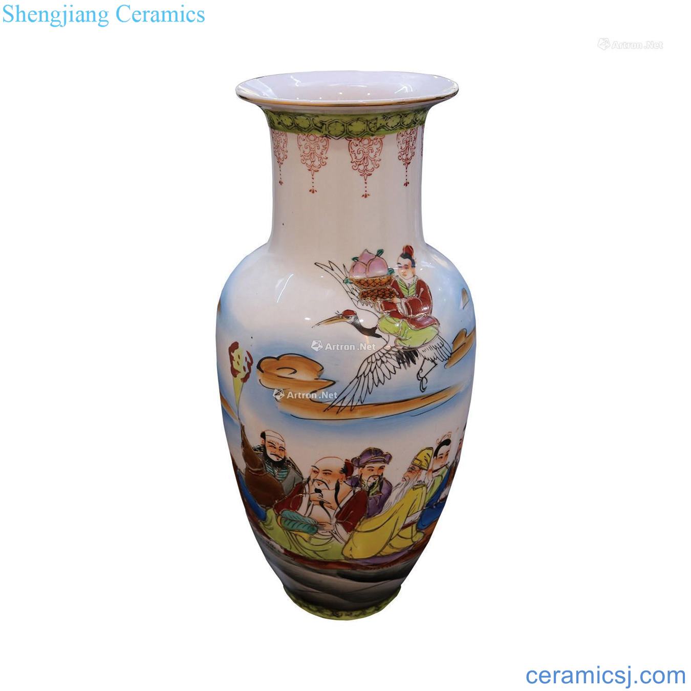 Pastel in qing dynasty the eight immortals of the reward bottle