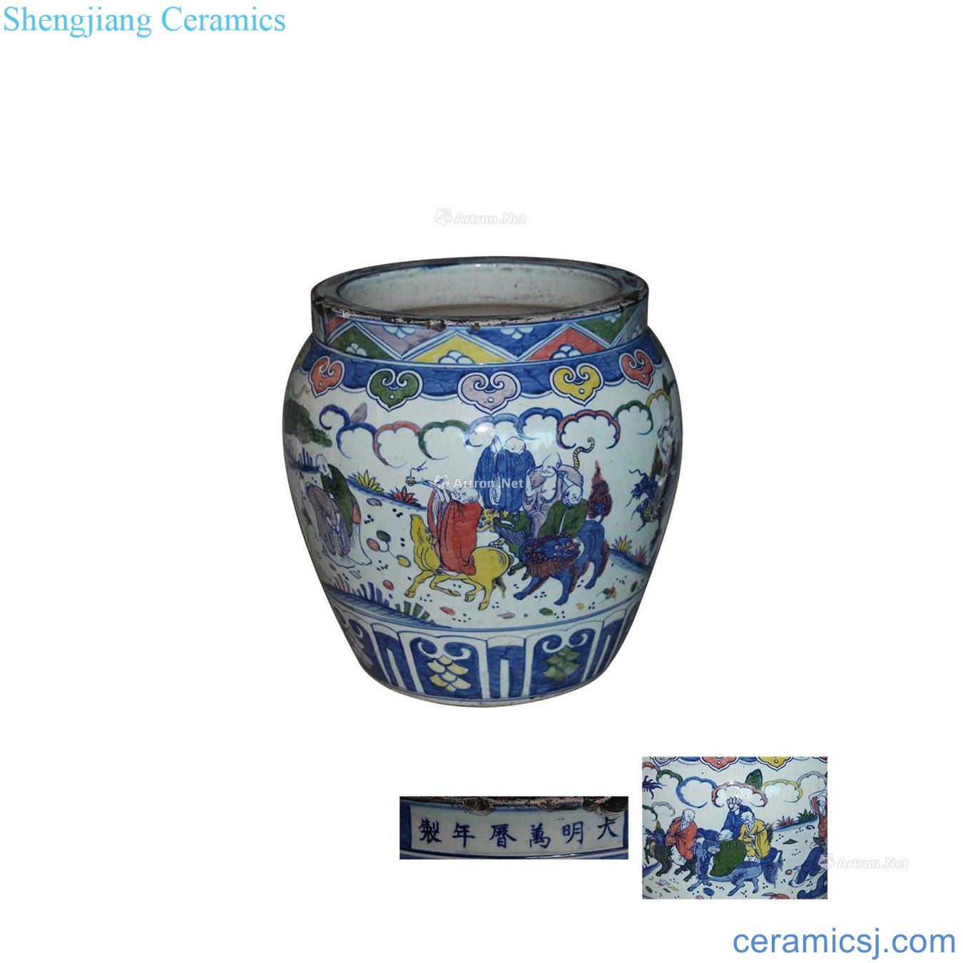 In the Ming dynasty bucket volume 18 arhats cylinder