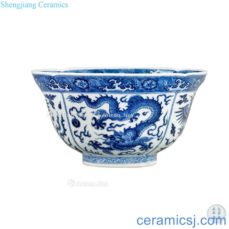 Blue and white longfeng grain flower bowl