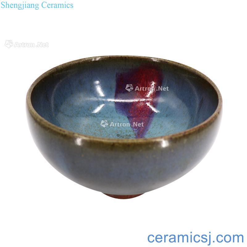 The song dynasty style The azure glaze masterpieces rose violet grain to the folding of the bowl