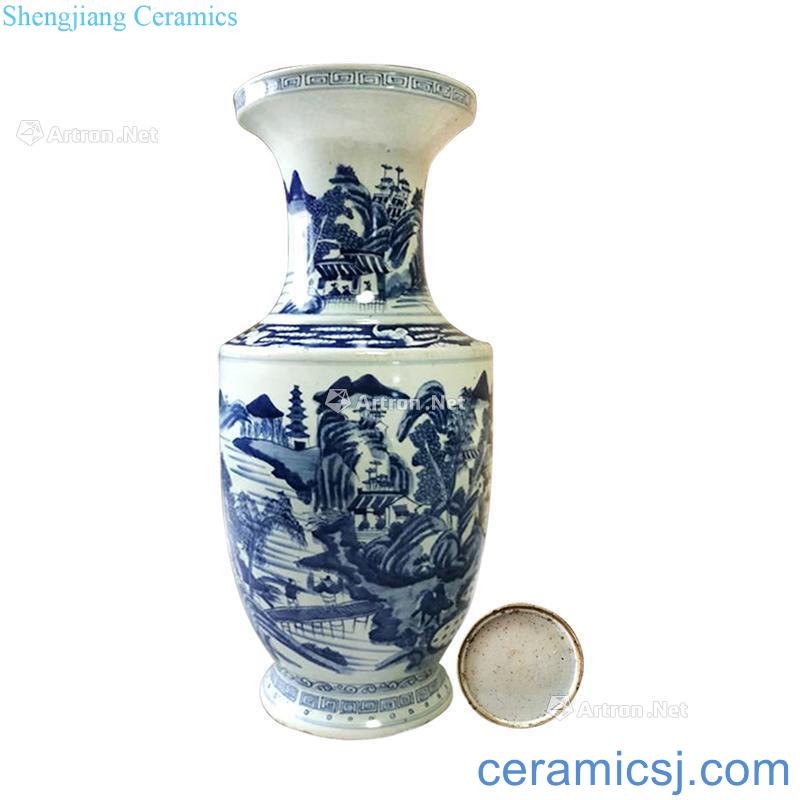 In the qing dynasty Blue and white landscape character story lines just bottles