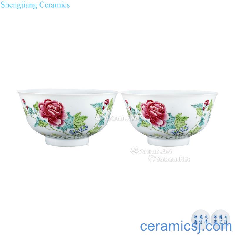 Yong zheng famille rose flower grain bowl (a)