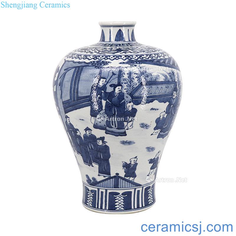 In the Ming dynasty style Stories of blue and white plum bottle