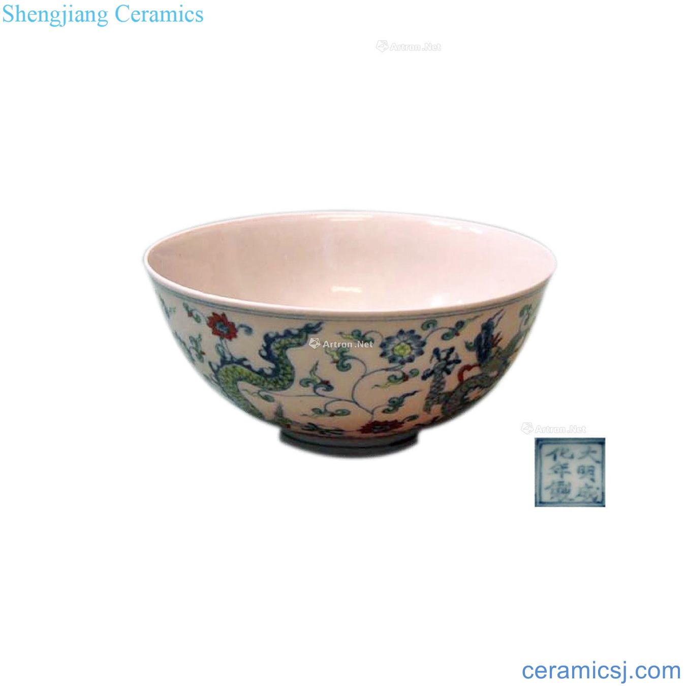 in Dou color thin foetus dragon bowl Ming chenghua year