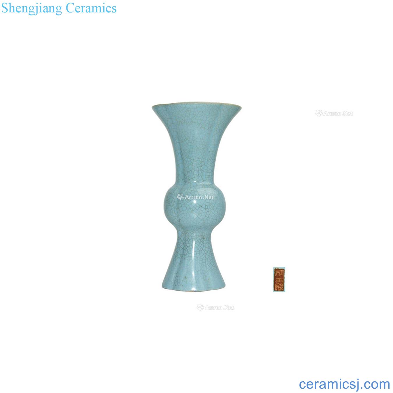 The azure glaze your kiln vase with flowers