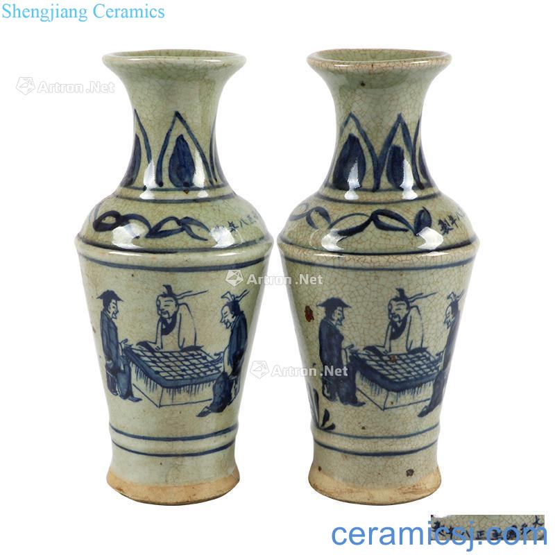yuan The yuan dynasty style Blue and white characters story lines of the reward bottle