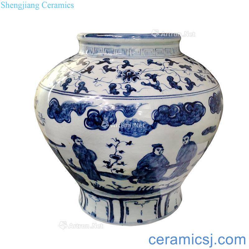 Ming blue and white character big cans