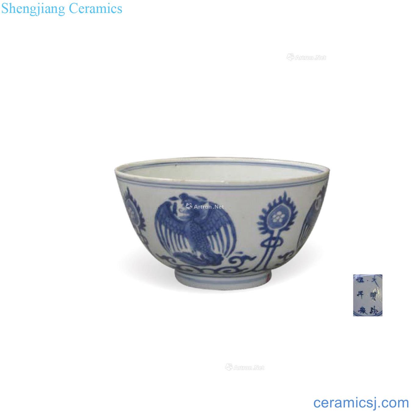 Blue and white grain big bowl Ming chenghua year