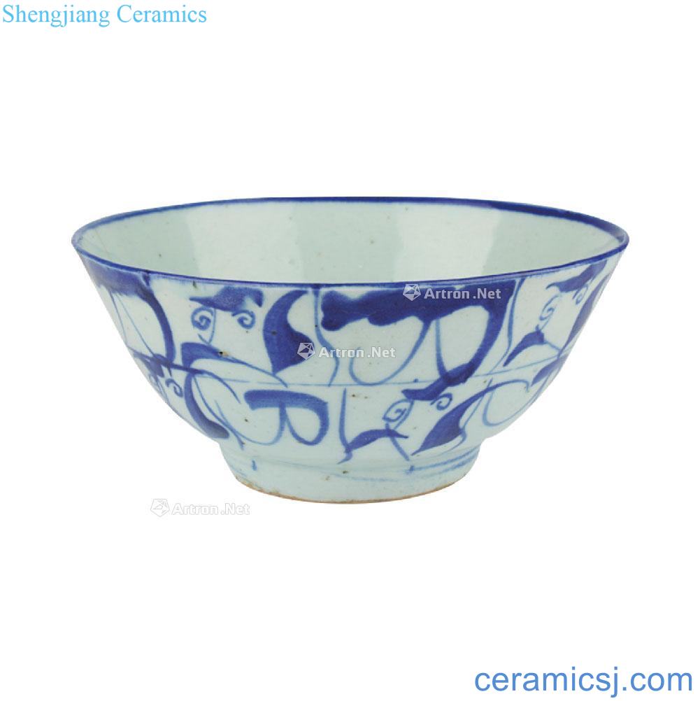 In the qing dynasty Blue and white flowers green-splashed bowls (a)