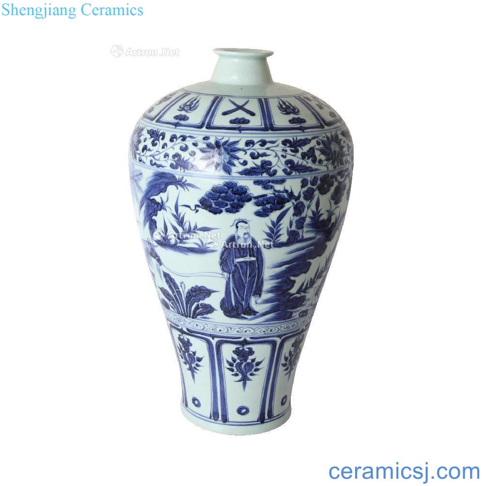 Under the yuan dynasty blue-and-white Xiao Heyue chase Han Xinmei bottle (a)
